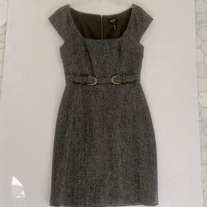 Laundry by Shelli Segal Wool Tweed Dress with Buckle Waist Detail